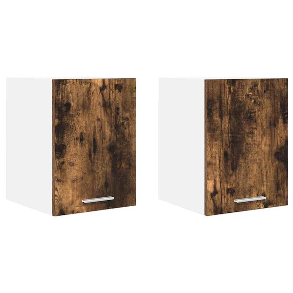 vidaXL H&auml;ngeschrank mit T&uuml;r 2 pcs Altes Holz und Wei&szlig; 30 x 31 x 40 cm