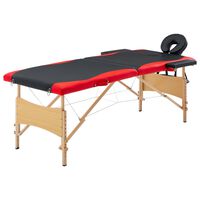 vidaXL Massageliege Klappbar 2-Zonen mit Holzgestell Schwarz und Rot