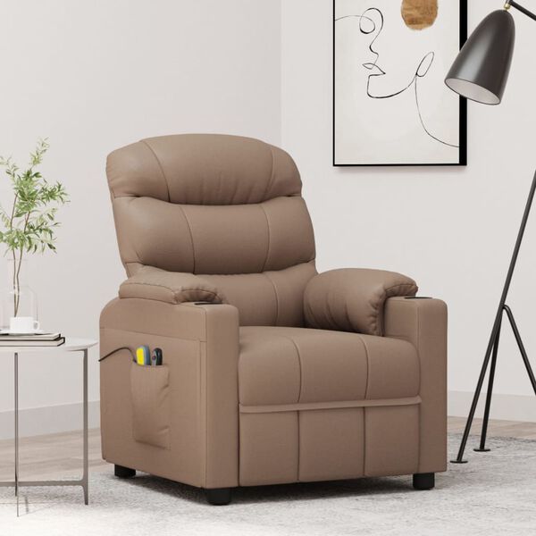 vidaXL Massagesessel mit Aufstehhilfe Cappuccino-Braun Kunstleder