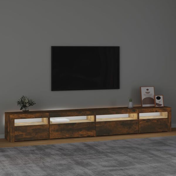 vidaXL TV-Schrank mit LED-Leuchten Räuchereiche 270x35x40 cm