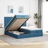 vidaXL Ottoman-Bett mit Matratzen & LED Dunkelblau 200x200 cm Samt