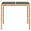 vidaXL Gartentisch mit Glasplatte Beige 90x90x75 cm Poly Rattan