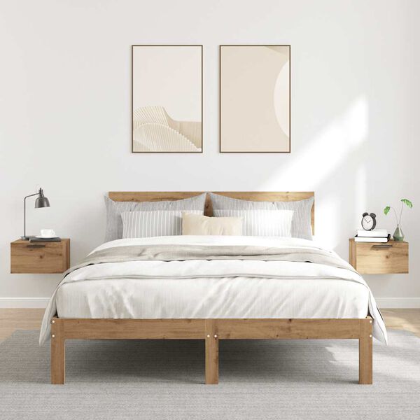 vidaXL Wand-Nachttische 2 Stk. Artisan-Eiche 34x30x20 cm