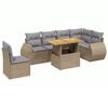 vidaXL 7-tlg. Garten-Sofagarnitur mit Kissen Beige Poly Rattan