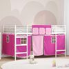 vidaXL Kinder Loft Bettgestell mit Vorh&auml;ngen Wei&szlig; und Rosa 80 x 201 cm