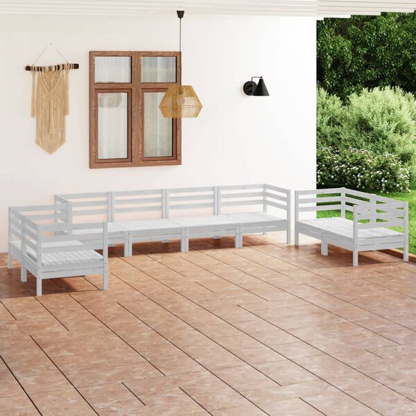 vidaXL 8-tlg. Garten-Lounge-Set Wei&szlig; Massivholz Kiefer