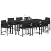 vidaXL Garten Essgruppe 9 pcs Schwarz Poly-Rattan