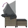 vidaXL Gartensofa 2-Sitzer mit Dach und Hockern Hellgrau Poly Rattan