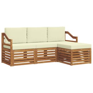 vidaXL Outdoor-Sofagarnitur mit Kissen 4 pcs Natur und Creme