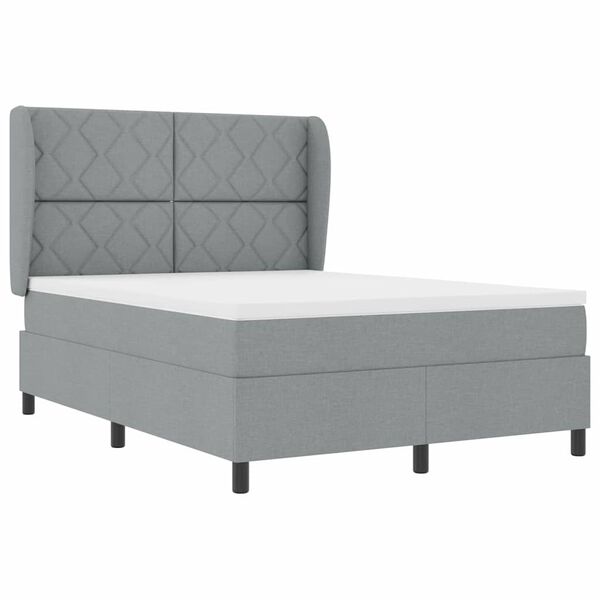 vidaXL Boxspringbett mit Matratze Hellgrau 160 x 200 cm Stoff