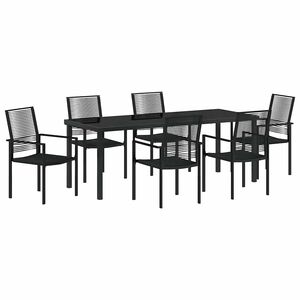 vidaXL Garten Essgruppe 7 stk. Schwarz Pulverbeschichteter Stahl