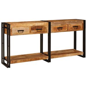 vidaXL Konsolen-Tische 2 stk. Braun 161 x 33 x 75 cm Massivholz Mango