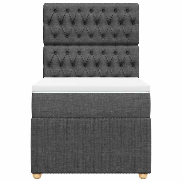 vidaXL Boxspringbett mit Matratze Dunkelgrau 90x190 cm Stoff