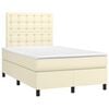 vidaXL Boxspringbett mit Matratze & LED Creme 120x200 cm Kunstleder