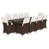 vidaXL 11-tlg. Garten-Bistro-Set mit Kissen Braun Poly Rattan