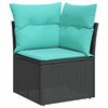 vidaXL 10-tlg. Garten-Sofagarnitur mit Kissen Schwarz Poly Rattan