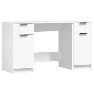 vidaXL Schreibtisch mit Beistellschrank Wei&szlig; Holzwerkstoff