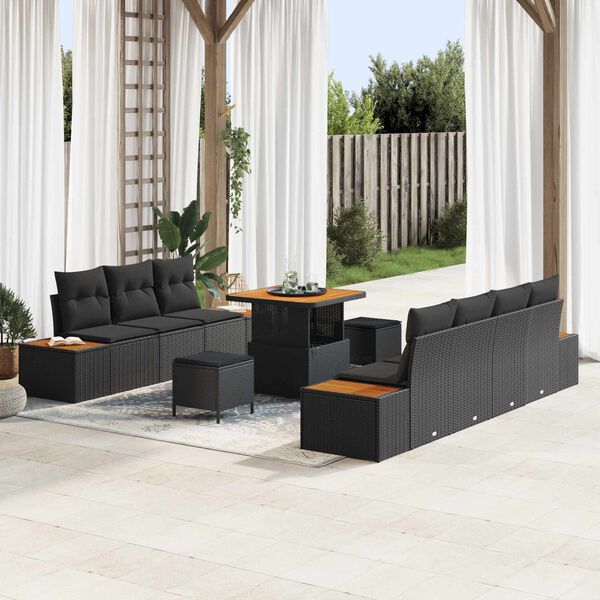 vidaXL Gartensofa-set 10 pcs Schwarz Poly-Rattan