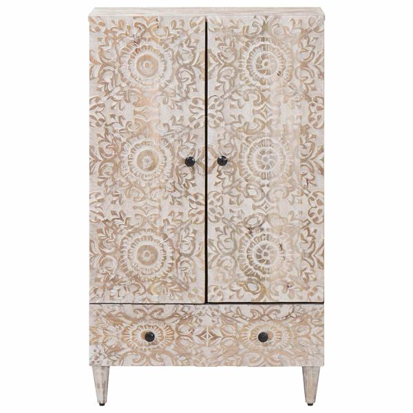 vidaXL Hochschrank mit T&uuml;r Wei&szlig; 60 x 33,5 x 100 cm Massivholz Mango