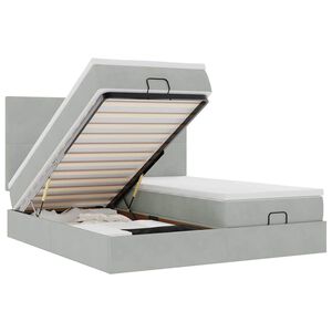 vidaXL Ottoman-Bett mit Matratzen & LEDs Hellgrau 200x200 cm Samt