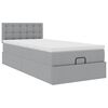 vidaXL Ottoman-Bett mit Matratze & LEDs Hellgrau 100x200 cm Stoff