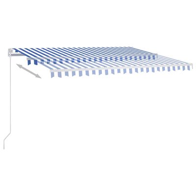 vidaXL Automatische Markise mit LED & Windsensor 4,5x3 m Blau und Weiß