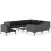vidaXL 10-tlg. Garten-Lounge-Set mit Kissen Poly Rattan Dunkelgrau