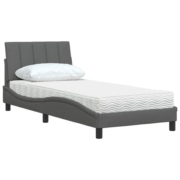 vidaXL Bett mit Matratze "Hanko" Dunkelgrau 90x190 cm Stoff