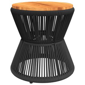 vidaXL Couchtisch mit Drahtgestell Schwarz &Oslash; 45x44 cm Akazienholz