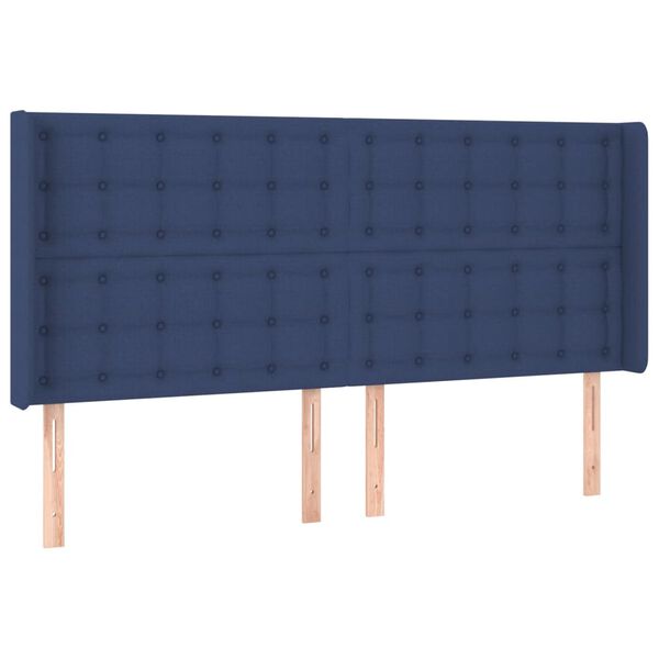 vidaXL Kopfteil mit Ohren Blau 183x16x118/128 cm Stoff