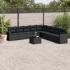 vidaXL 10-tlg. Garten-Sofagarnitur mit Kissen Schwarz Poly Rattan