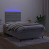 vidaXL Boxspringbett mit Matratze & LED Hellgrau 120x190 cm Samt