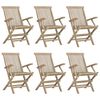 vidaXL Gartenst&uuml;hle 6 Stk. Klappbar Grau 56x61x89 cm Massivholz Teak