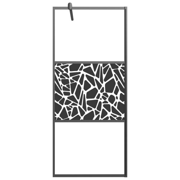 vidaXL Duschwand f&uuml;r Walk-In Dusche 90x195 cm ESG Steindesign Schwarz
