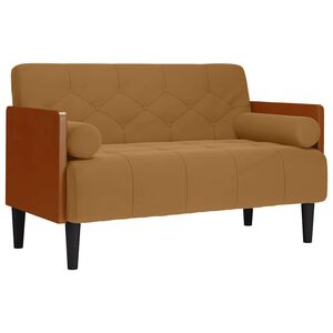 vidaXL Zweisitzer-Sofa mit Nackenrollen Braun 110 cm Samt