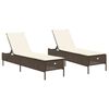 vidaXL Sonnenliegen mit Auflagen 2 Stk. Braun Poly Rattan