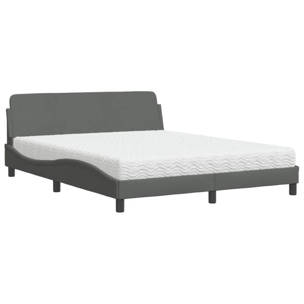 vidaXL Bett mit Matratze "Dover" Dunkelgrau 160x200 cm Stoff