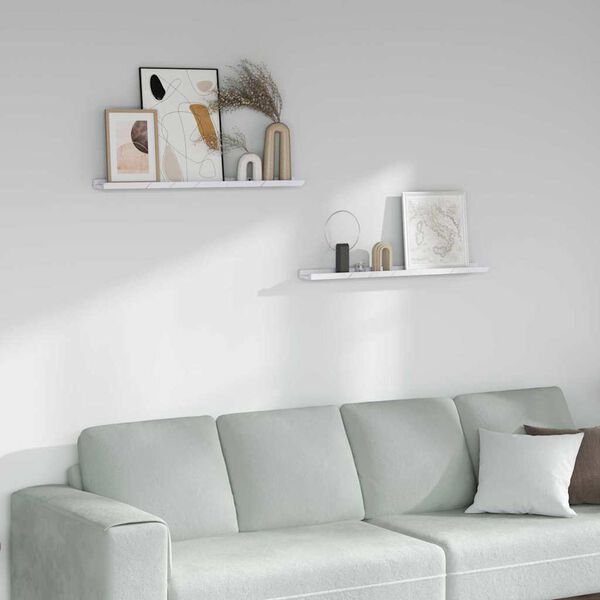 vidaXL Wandregal 2 pcs Wei&szlig; Marmor 80 x 9 x 3 cm Holzwerkstoff