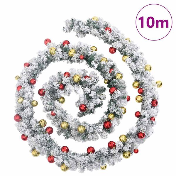 vidaXL Weihnachtsgirlande mit Kugeln und LED-Leuchten Grün 10 m PVC