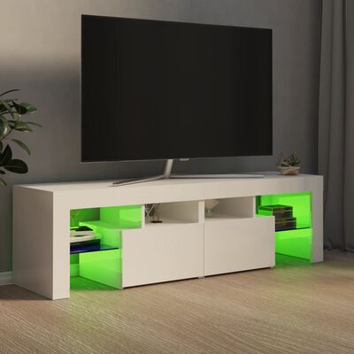 vidaXL TV-Schrank mit LED-Leuchten Hochglanz-Weiß 140x35x40 cm