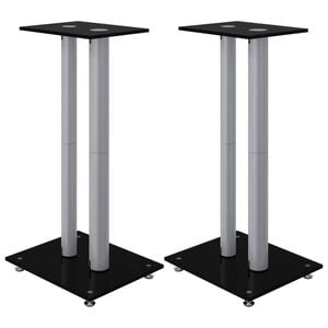vidaXL Lautsprecher-St&auml;nder 2 Stk. Schwarz & Silbern Hartglas 2 S&auml;ulen