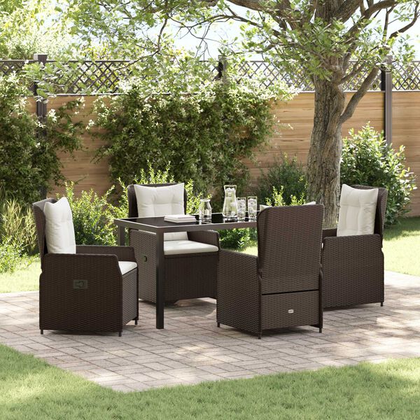 vidaXL Garten Essgruppe 5 pcs Braun Poly-Rattan