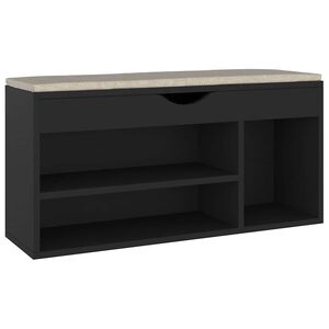 vidaXL Schuhbank mit Kissen Schwarz 104x30x49 cm Holzwerkstoff