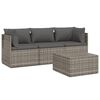 vidaXL 4-tlg. Garten-Lounge-Set mit Kissen Grau Poly Rattan