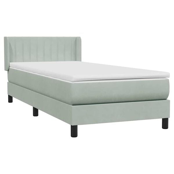vidaXL Boxspringbett mit Matratze Hellgrau 80x220 cm Samt