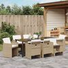vidaXL Garten Essgruppe 9 pcs Beige Poly-Rattan