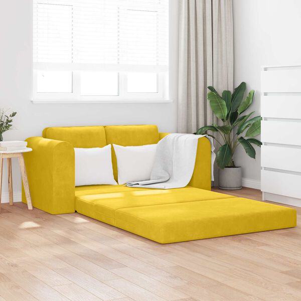 vidaXL Schlafsofa 60cm Gelb Samt