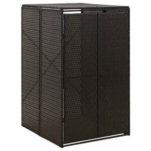 vidaXL M&uuml;lltonnenbox f&uuml;r 1 Tonne Schwarz 70x80x117 cm Poly Rattan