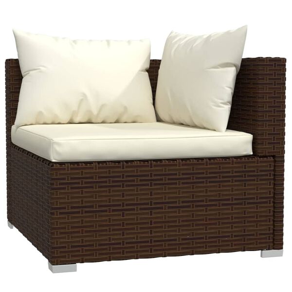 vidaXL 14-tlg. Garten-Lounge-Set mit Kissen Braun Poly Rattan
