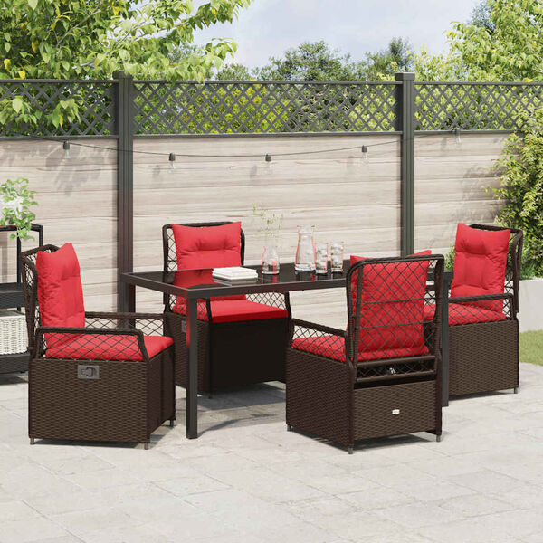 vidaXL Garten Essgruppe 5 pcs Braun Poly-Rattan